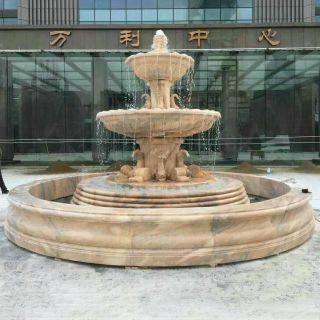 藝術(shù)雕塑廠黃銹石噴泉花缽