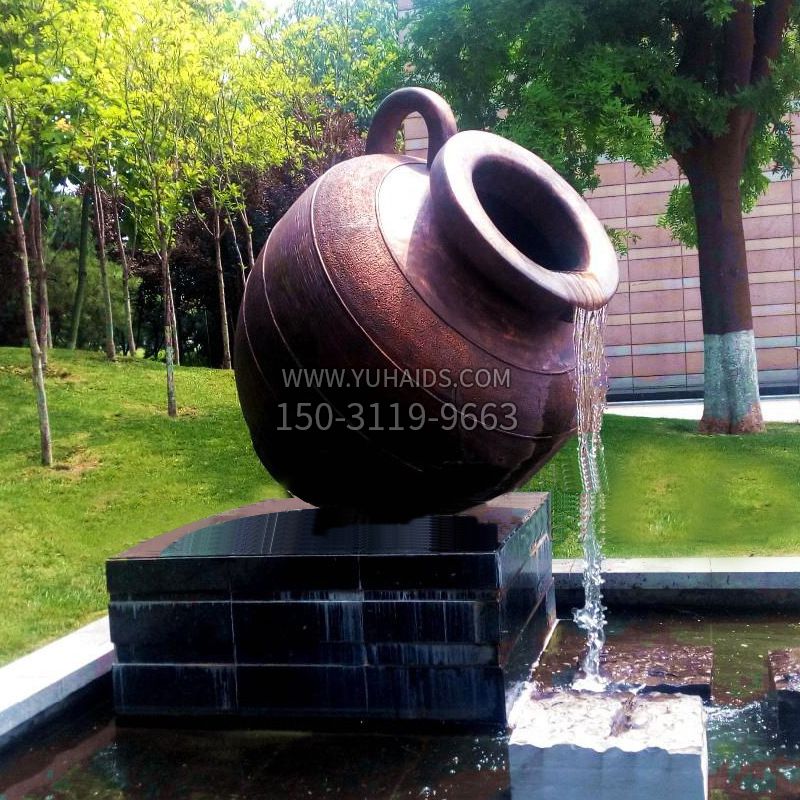 源遠(yuǎn)流長流水瓦罐鑄銅雕塑