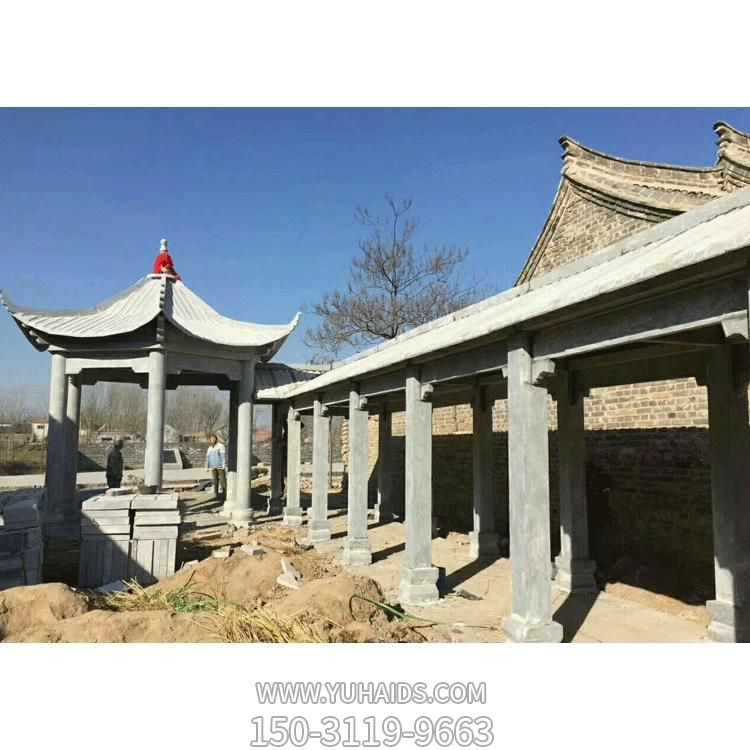 公園景區(qū)石雕長(zhǎng)廊涼亭雕塑