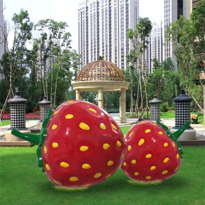 玻璃鋼草莓，小區(qū)綠地裝飾仿真水果