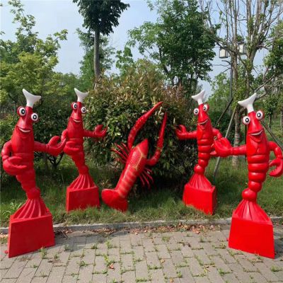 玻璃鋼龍蝦雕塑，海鮮館迎賓龍蝦廚子