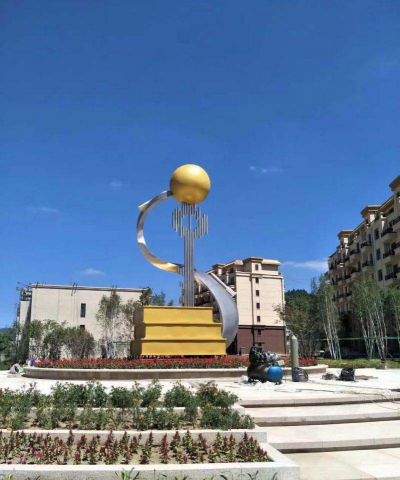 商廈創(chuàng)意抽象公園不銹鋼鑰匙雕塑
