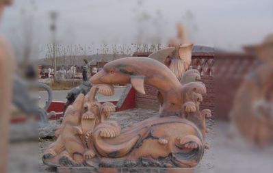 海豚雕塑景區(qū)擺放大型石雕海豚雕塑