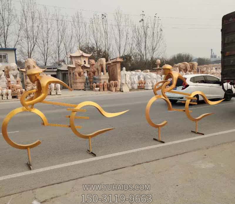 抽象仿真不銹鋼鐵藝騎單車(chē)雕塑 抽象仿真不銹鋼鐵藝騎單車(chē)雕塑