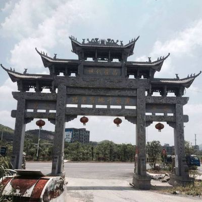 景區(qū)農(nóng)村村口青石雕刻牌坊