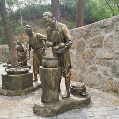 制藥人物場景雕塑，古代煉藥制藥情景雕塑