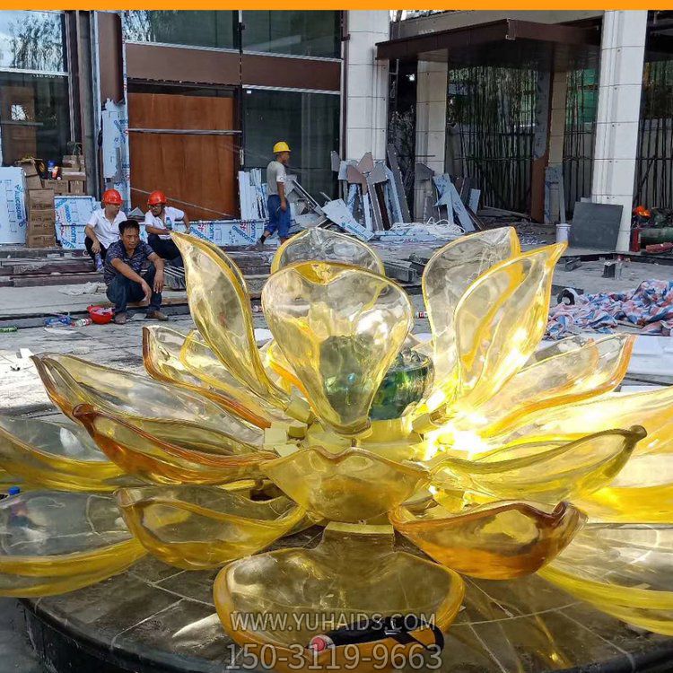 酒店會(huì)所裝飾大型琉璃蓮花噴泉水池景觀雕塑