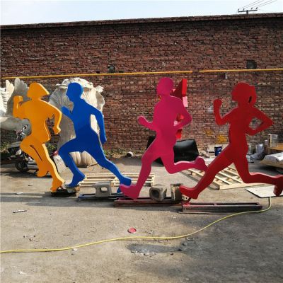 跑步，不銹鋼剪影奔跑人物雕像